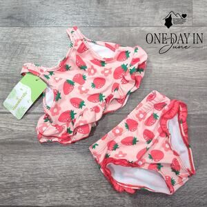 Youngertree Starwberry Ruffle Bikini Swimsuit Size 2-3T